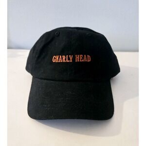Gnarly Head Strapback Hat Black OSFM Adjustable Embroidered Vented Holes 6 Panel